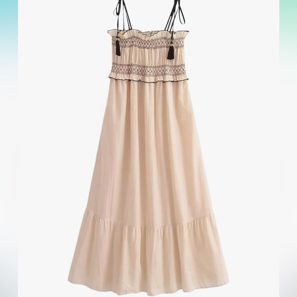 The Good Journey Mara Spaghetti Strap Folk Dress NET Sz L - Picture 5 of 13